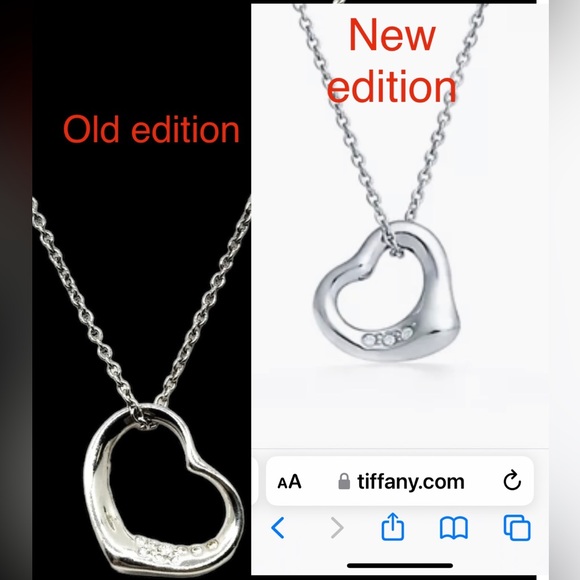 Tiffany and Co. Necklace  9P Diamond Open Heart Peretti Platinum - Picture 9 of 9